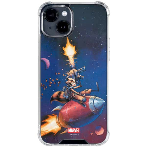 Marvel Rocket Raccoon Rocket Ride iPhone 14 Plus Clear Case
