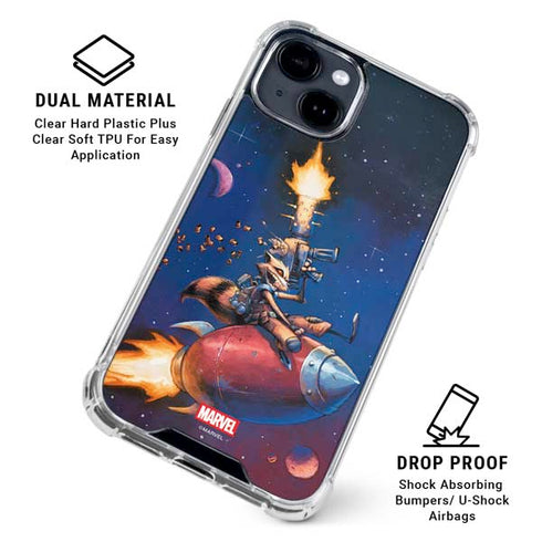 Marvel Rocket Raccoon Rocket Ride iPhone 15 Clear Case
