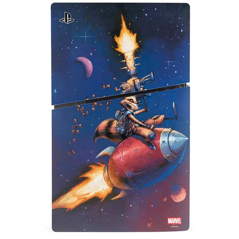 Marvel Rocket Raccoon Rocket Ride PS5 Slim Digital Edition Console Skin