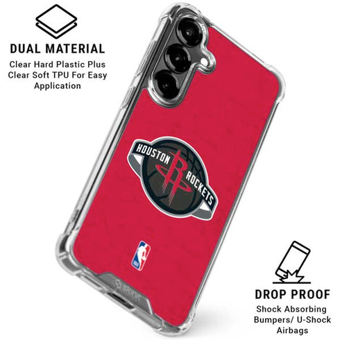 NBA Houston Rockets Distressed Galaxy S26 Plus Clear Case