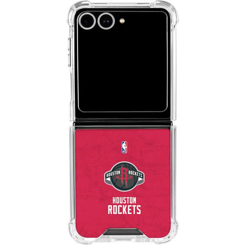 NBA Houston Rockets Distressed Galaxy Z Flip7 Clear Case
