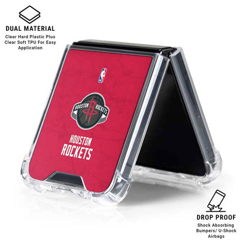 NBA Houston Rockets Distressed Galaxy Z Flip7 Clear Case