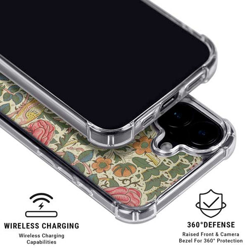 Rose by William Morris iPhone 16 Plus Clear Case