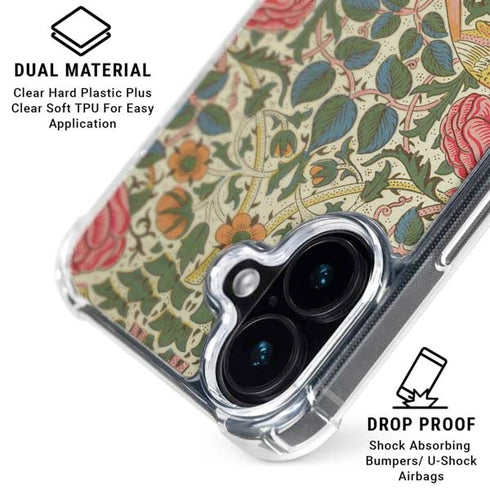 Rose by William Morris iPhone 16 Plus Clear Case