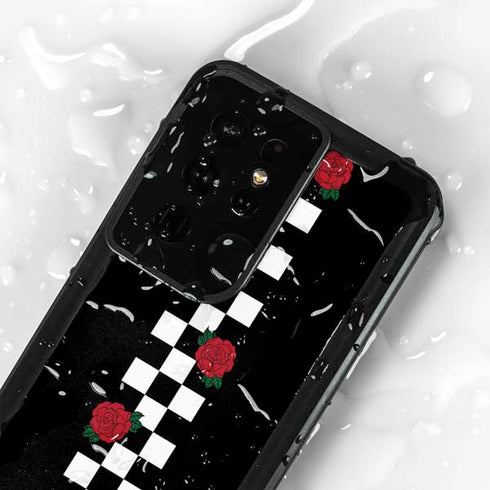 Rose Checkerboard Galaxy S24 Ultra Waterproof Case