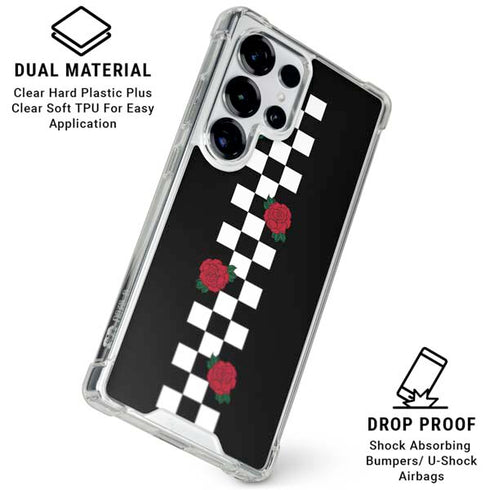 Rose Checkerboard Galaxy S25 Ultra Clear Case