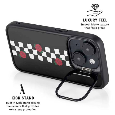 Rose Checkerboard iPhone 14 Kickstand Case