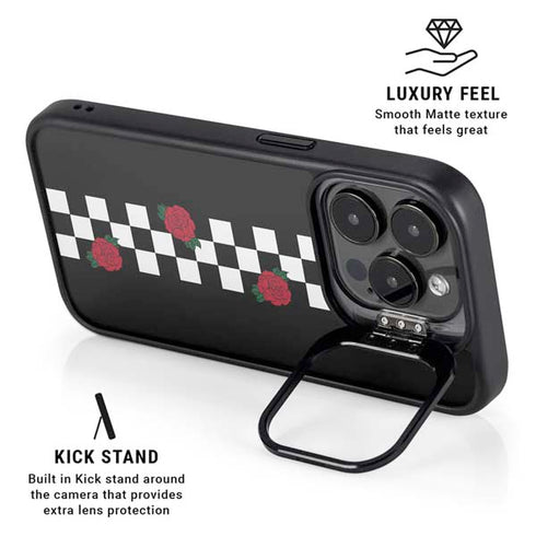 Rose Checkerboard iPhone 14 Pro Max Kickstand Case