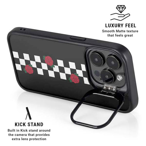 Rose Checkerboard iPhone 15 Pro Kickstand Case