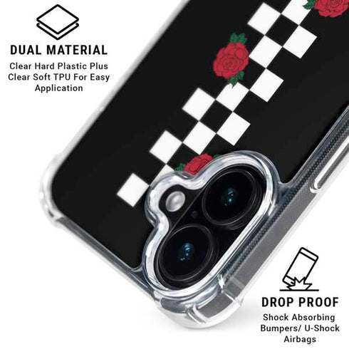Rose Checkerboard iPhone 16 Plus Clear Case