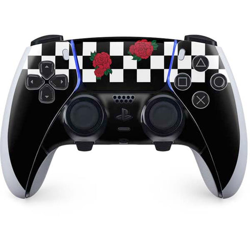 Rose Checkerboard PS5 DualSense Edge Pro Controller Skin