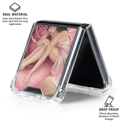 Rose Fairy by Rachel Anderson Galaxy Z Flip6 Clear Case