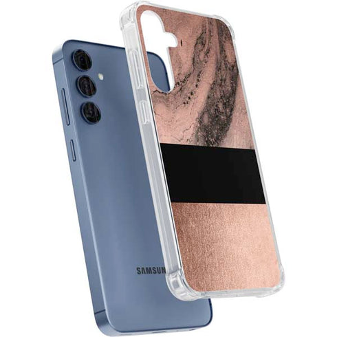 Rose Gold and Black Marble Galaxy A55 5G Clear Case