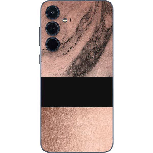 Rose Gold and Black Marble Galaxy A55 5G Skin