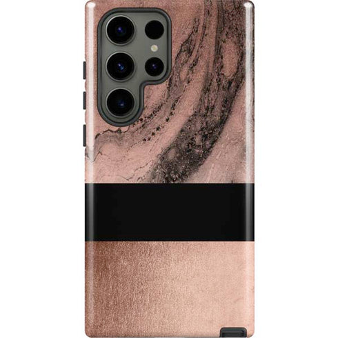 Rose Gold and Black Marble Galaxy S23 Ultra Pro Case