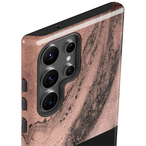 Rose Gold and Black Marble Galaxy S23 Ultra Pro Case