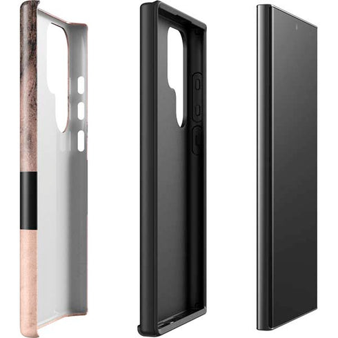 Rose Gold and Black Marble Galaxy S23 Ultra Pro Case