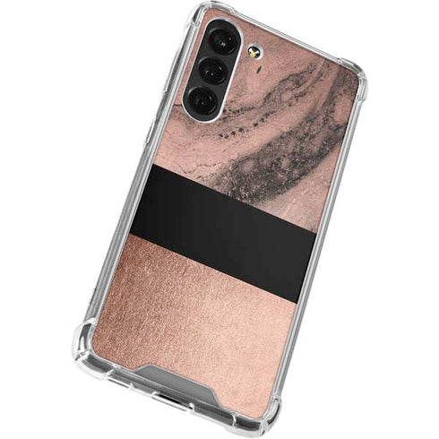 Rose Gold and Black Marble Galaxy S24 FE Clear Case