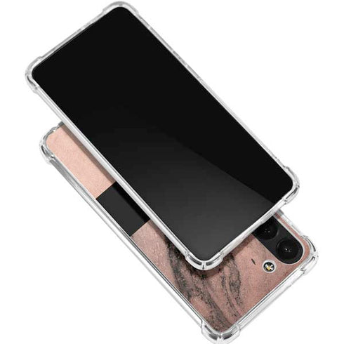 Rose Gold and Black Marble Galaxy S24 FE Clear Case