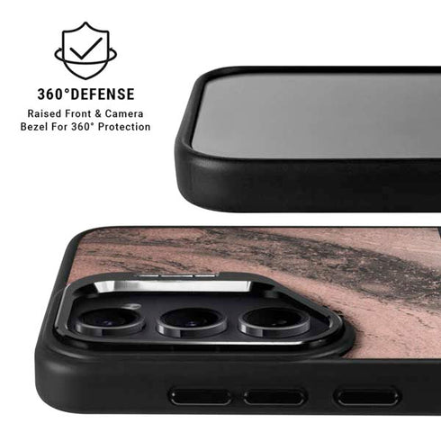 Rose Gold and Black Marble Galaxy S24 Plus Kickstand Case