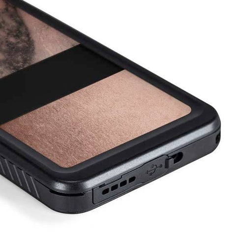 Rose Gold and Black Marble Galaxy S24 Plus Waterproof Case