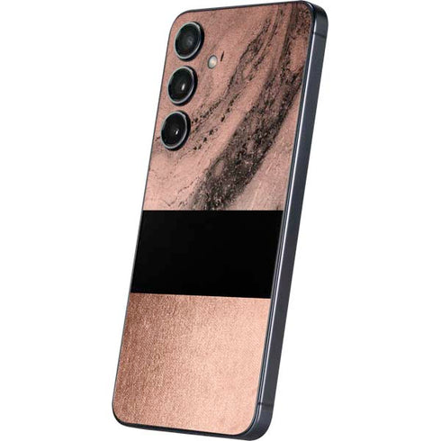 Rose Gold and Black Marble Galaxy S25 Skin