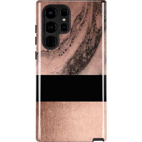 Rose Gold and Black Marble Galaxy S25 Ultra Impact Case