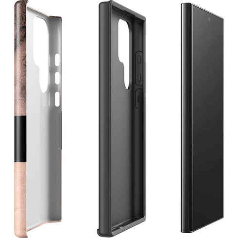 Rose Gold and Black Marble Galaxy S25 Ultra Impact Case