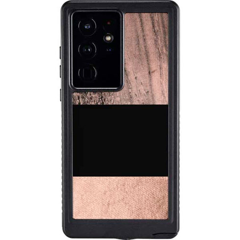 Rose Gold and Black Marble Galaxy S24 Ultra Waterproof Case