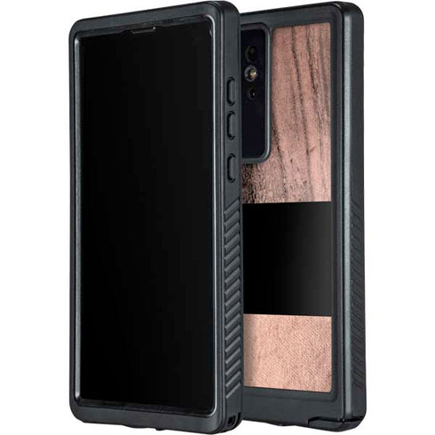 Rose Gold and Black Marble Galaxy S24 Ultra Waterproof Case