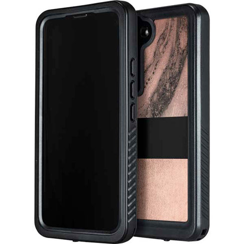 Rose Gold and Black Marble Galaxy S24 Waterproof Case