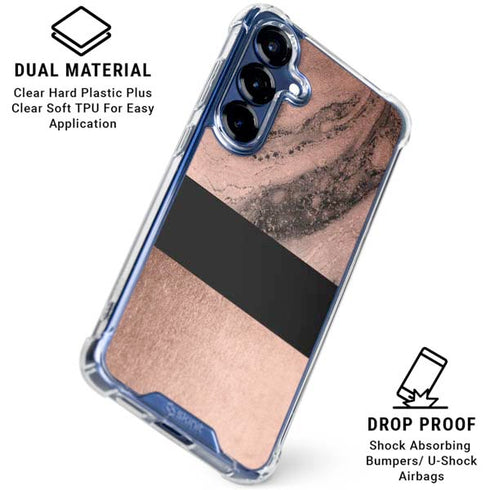 Rose Gold and Black Marble Galaxy S25 Clear Case