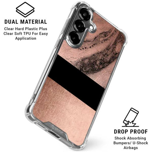 Rose Gold and Black Marble Galaxy S26 Plus Clear Case
