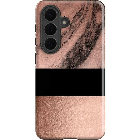 Rose Gold and Black Marble Galaxy S26 Plus Impact Case