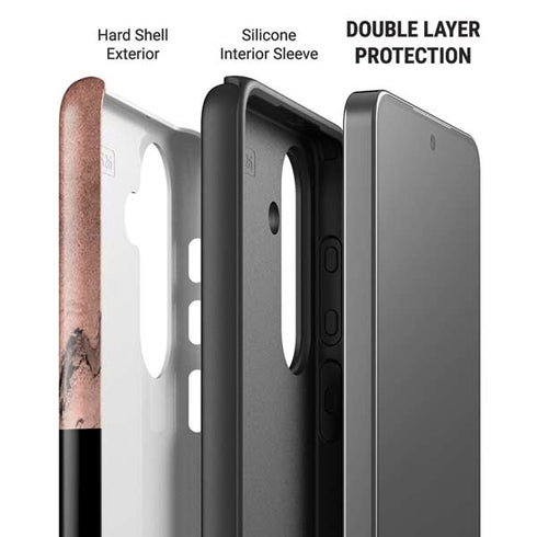 Rose Gold and Black Marble Galaxy S26 Plus Impact Case
