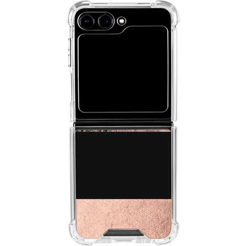 Rose Gold and Black Marble Galaxy Z Flip6 Clear Case