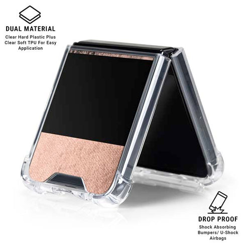 Rose Gold and Black Marble Galaxy Z Flip6 Clear Case