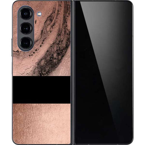 Rose Gold and Black Marble Galaxy Z Fold5 5G Skin