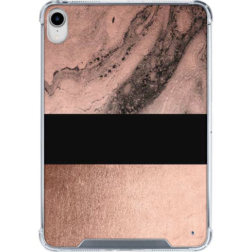 Rose Gold and Black Marble iPad 11th Gen (2025) Clear Case