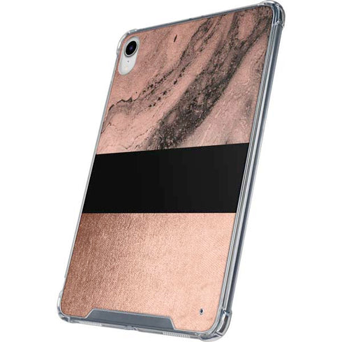 Rose Gold and Black Marble iPad 11th Gen (2025) Clear Case