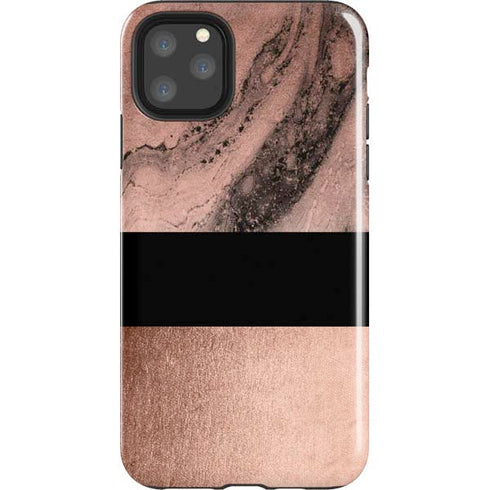 Rose Gold and Black Marble iPhone Cases