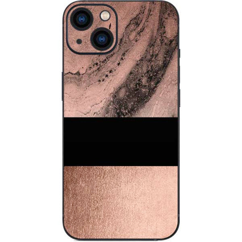 Rose Gold and Black Marble iPhone Skins