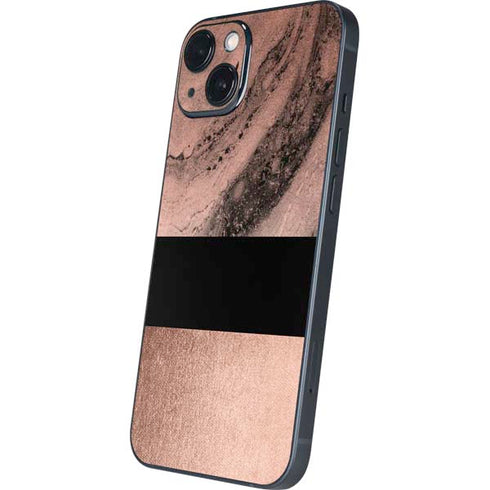 Rose Gold and Black Marble iPhone 15 Skin