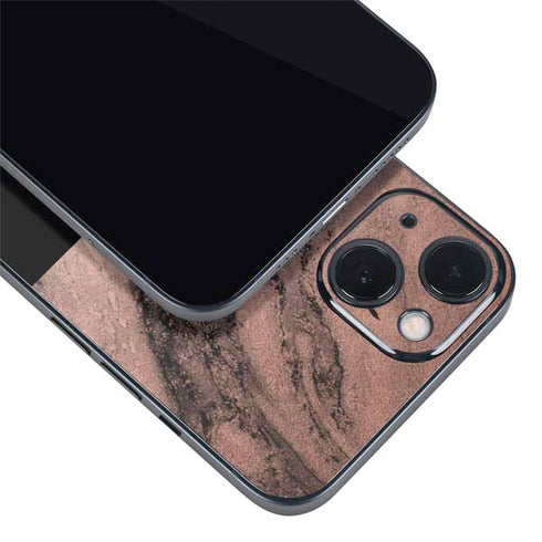 Rose Gold and Black Marble iPhone 15 Skin