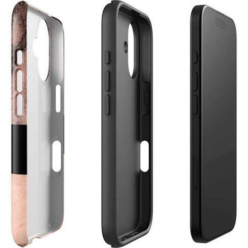 Rose Gold and Black Marble iPhone 16 Impact Case