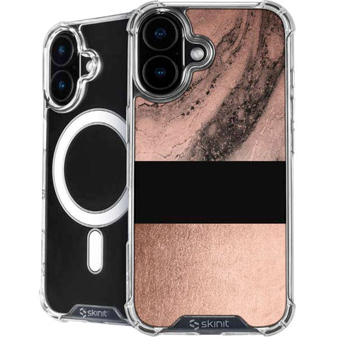 Rose Gold and Black Marble iPhone 16 MagSafe Case