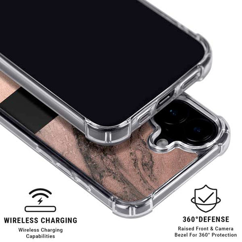 Rose Gold and Black Marble iPhone 16 MagSafe Case