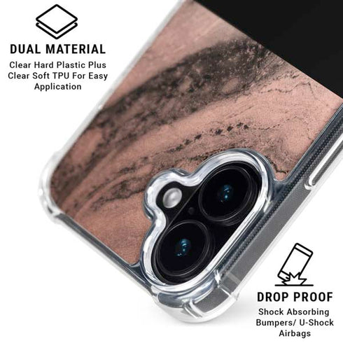 Rose Gold and Black Marble iPhone 16 MagSafe Case