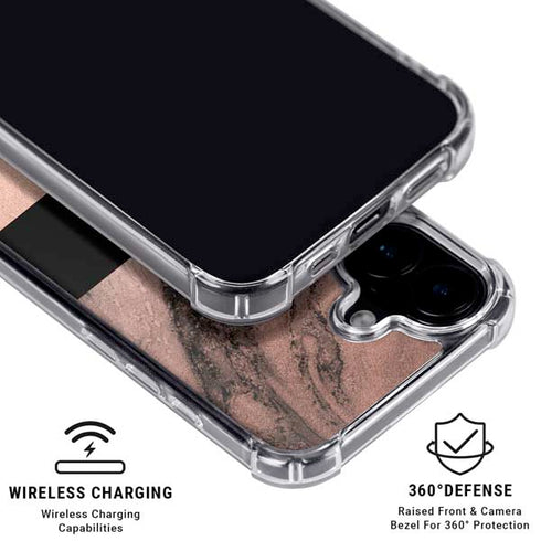 Rose Gold and Black Marble iPhone 16 Plus MagSafe Case