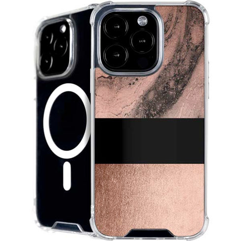 Rose Gold and Black Marble iPhone 16 Pro MagSafe Case